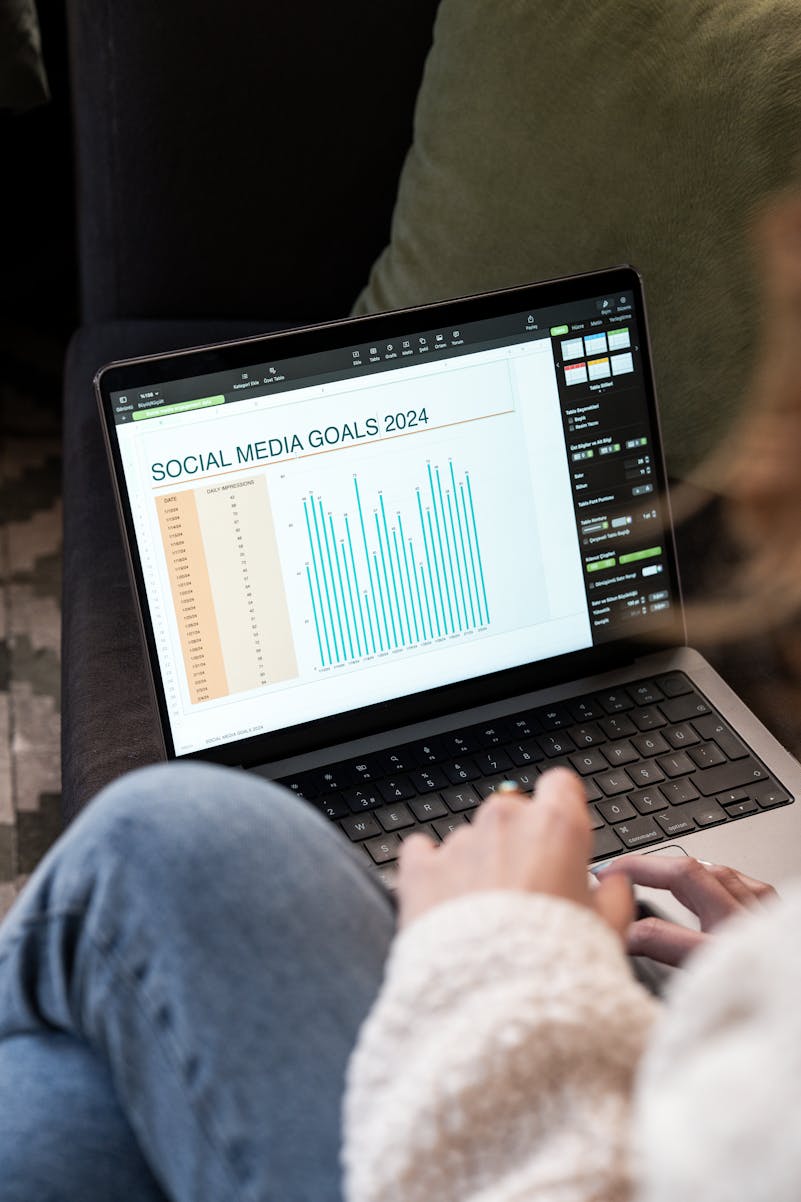 Professional reviewing social media analytics